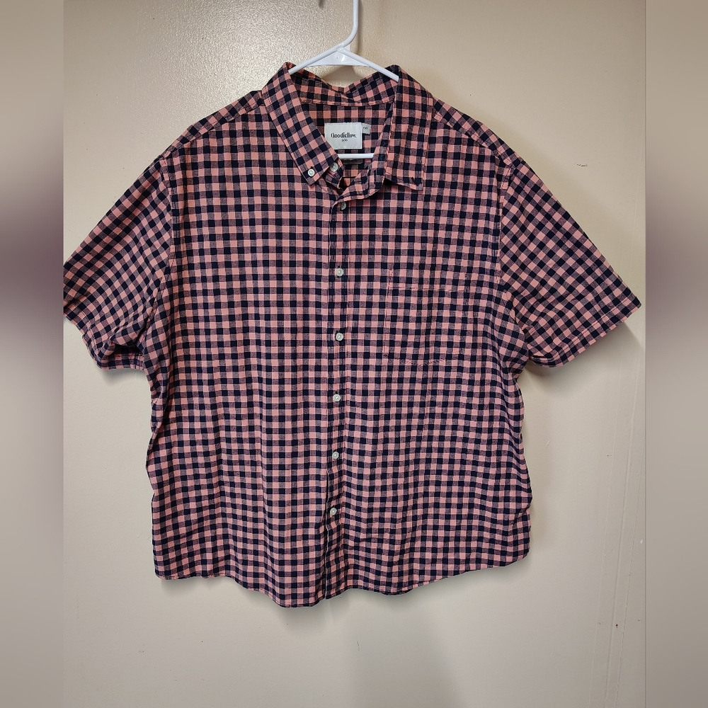 Goodfellow Shirt Mens XL Plaid Short Sleeve Button Down Casual